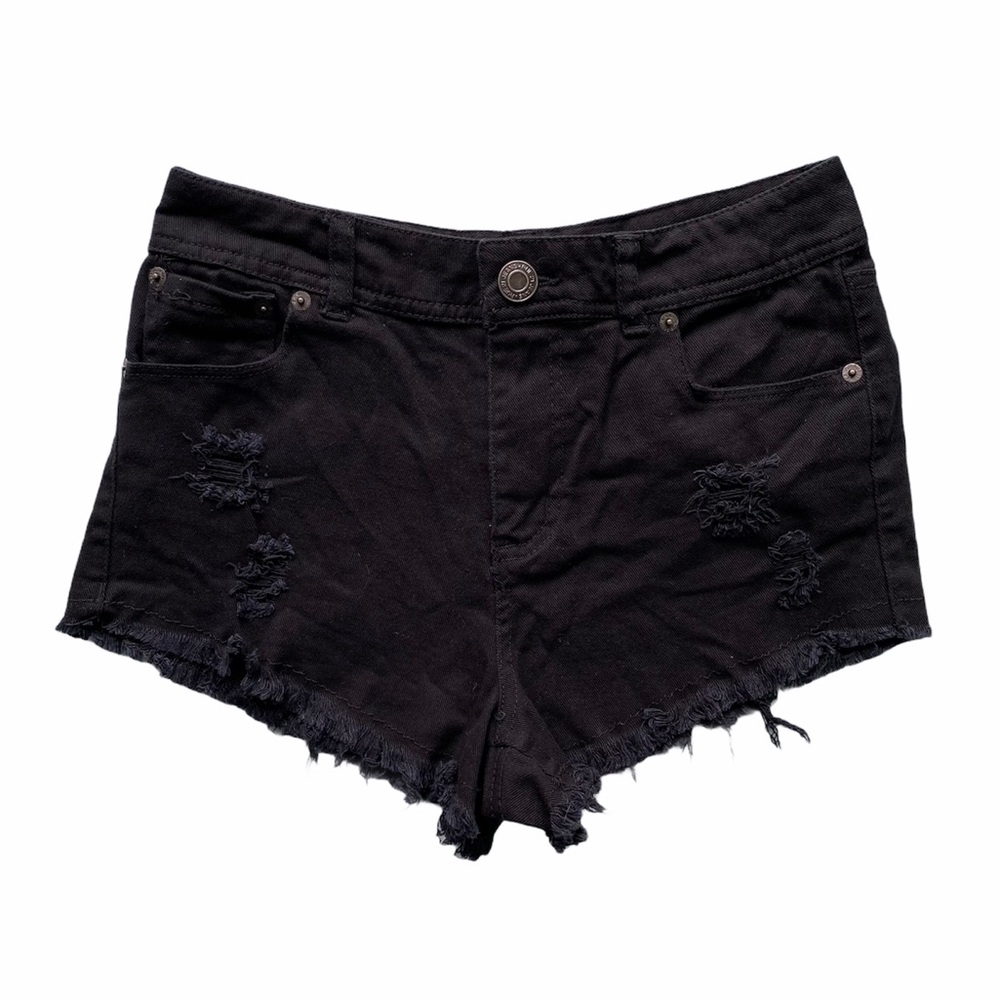 Rue 21 Black Ripped Raw Frayed Hem Denim Shorts